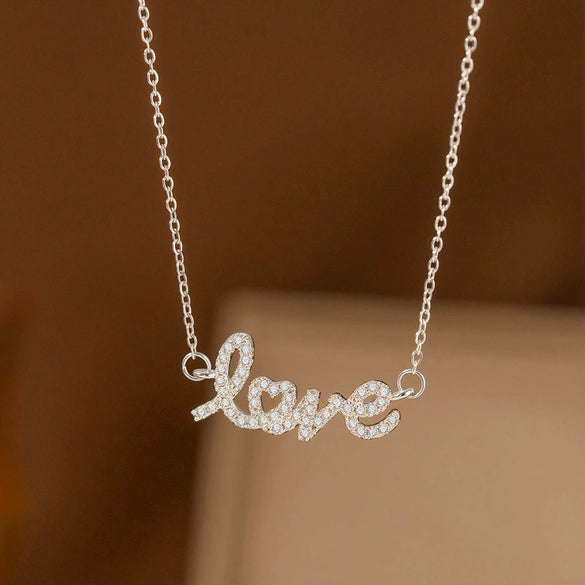 Women's Titanium Steel O Chain Necklace With Electroplated Copper Zircon Letter Pendant Light Luxury Style
