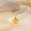 Women's Titanium Steel Ocean Life Starfish Shell Jewelry Set With 18K Gold Plated Electroplating And O Chain