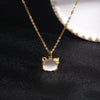 Women's Titanium Steel Ochain Necklace With Cat's Eye Pendant And Mixed Gem Inlay And Diamond Design Animal Style