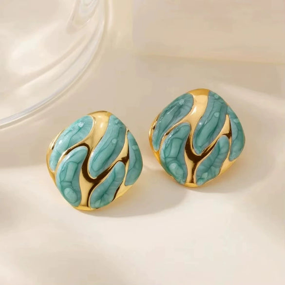 Women's Titanium Steel Oil Dripping Irregular Geometric Triangular Earrings