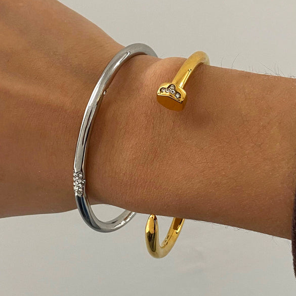 Women's Titanium Steel Open Bracelet With Geometric Style And Electroplating Treatment