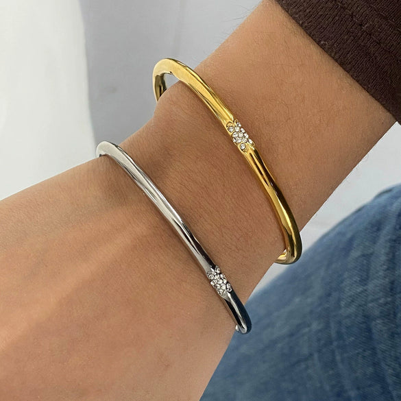 Women's Titanium Steel Open Bracelet With Geometric Style And Electroplating Treatment