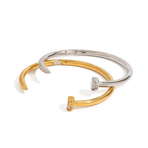 Women's Titanium Steel Open Bracelet With Geometric Style And Electroplating Treatment