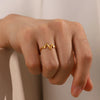 Women's Titanium Steel Open Heart Ring Stainless Steel Plated 18K Gold Geometric Design
