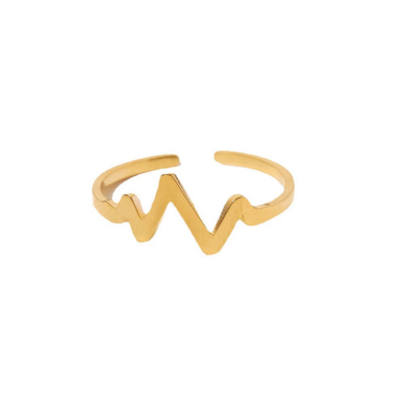 Women's Titanium Steel Open Heart Ring Stainless Steel Plated 18K Gold Geometric Design