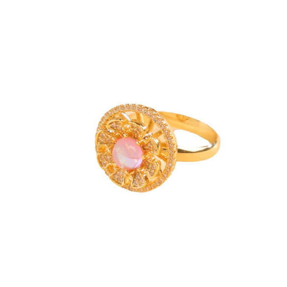 Women's Titanium Steel Open Ring With Fourleaf Clover Real Gold Plated Little Fresh Style