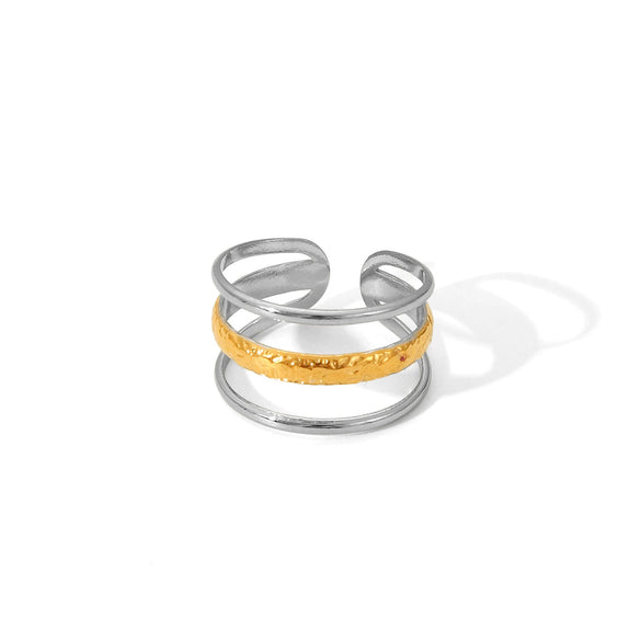 Women's Titanium Steel Open Ring With Geometric Design And Electroplating Process