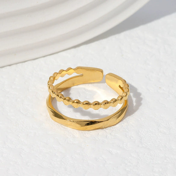 Women's Titanium Steel Open Ring With Rhombus Design Light Luxury Geometric Electroplated Style