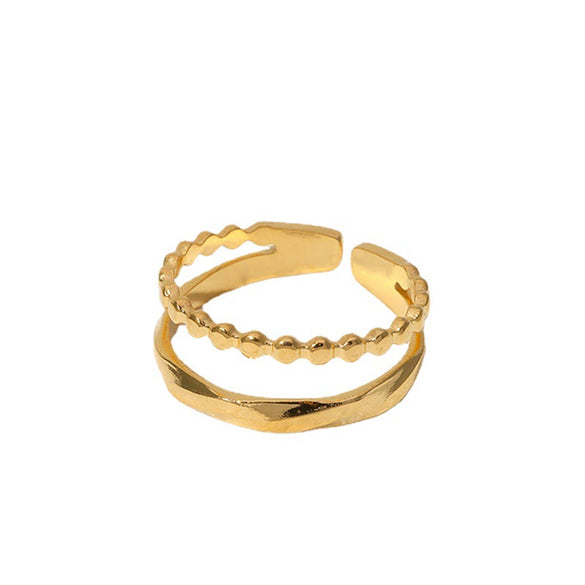 Women's Titanium Steel Open Ring With Rhombus Design Light Luxury Geometric Electroplated Style