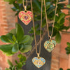 Women's Titanium Steel Peach Heart Love Drop Oil Necklace With Mixed Gemstone Inlay And Electroplating