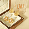 Women's Titanium Steel Pearl Flower Stud Earrings