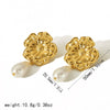 Women's Titanium Steel Pearl Flower Stud Earrings