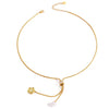 Women's Titanium Steel Pearl Necklace With Tassel And Love Pendant Electroplated