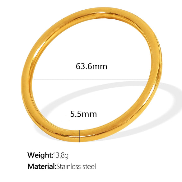 Women's 316L Stainless Steel Plain Ring Smooth Bracelet Geometric Style 18K Gold Plated Jewelry