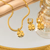 Women's Titanium Steel Plants And Flowers Style Electroplated Clavicle Chain Bracelet Earrings Set