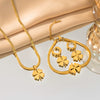 Women's Titanium Steel Plants And Flowers Style Electroplated Clavicle Chain Bracelet Earrings Set