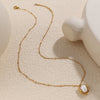 Women's Titanium Steel Plated 18K Gold Peanut Pearl Clavicle Chain Necklace With Bowl Pearl Pendant