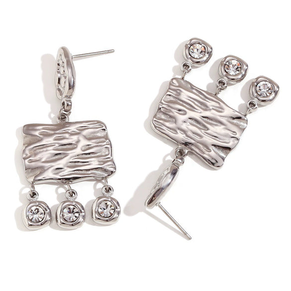 Women's Titanium Steel Plated 18K Gold Round Zircon Splicing Geometric Earrings