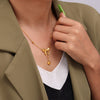 Women's 316L Stainless Steel Plated 18K True Gold Love Tassel Bow Geometric Light Luxury Collarbone Necklace
