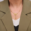 Women's 316L Stainless Steel Plated 18K True Gold Love Tassel Bow Geometric Light Luxury Collarbone Necklace