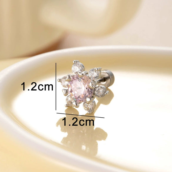 Women's Titanium Steel Princess Style Love Snowflake Earrings Inlaid With Zircon