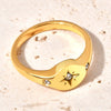 Women's Titanium Steel Ring With Geometric Design Light Luxury Style And Three Diamond Inlay Vacuum Plating