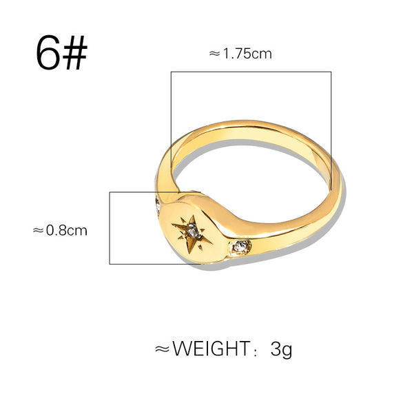 Women's Titanium Steel Ring With Geometric Design Light Luxury Style And Three Diamond Inlay Vacuum Plating