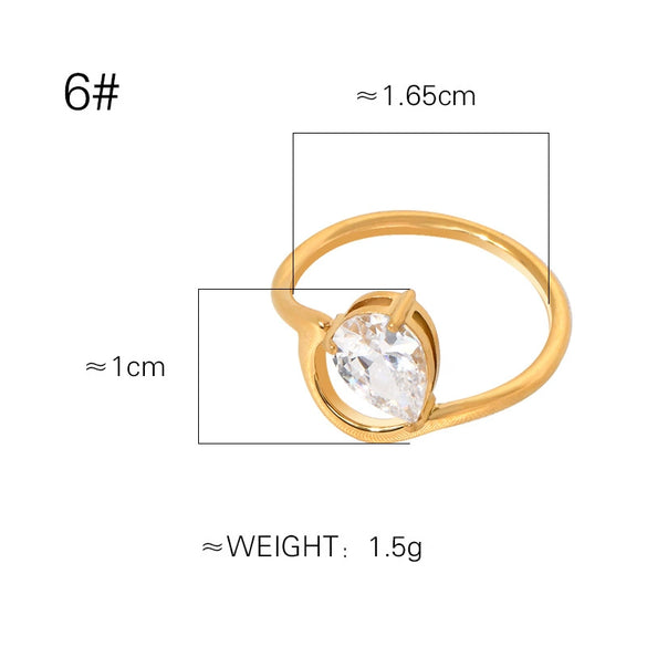 Women's Titanium Steel Ring With Water Drop Diamond And Geometric Design Fashion Style