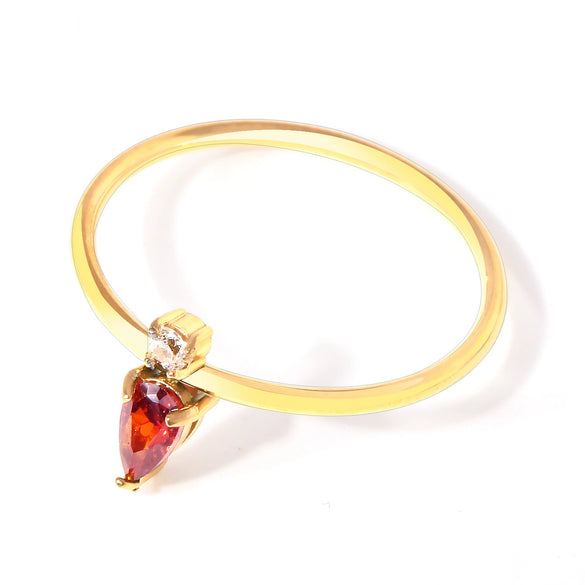 Women's Titanium Steel Rings Inlaid With Colorful Water Drop Zircon Geometric Design