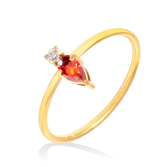 Women's Titanium Steel Rings Inlaid With Colorful Water Drop Zircon Geometric Design