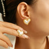 Women's 316L Stainless Steel Rubber Beads Earrings Light Luxury Love Geometric Heart Electroplated Style