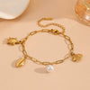 Women's Titanium Steel Sea Life Style Necklace And Bracelet With Plants Flowers Pattern