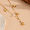 Women's Titanium Steel Sea Life Style Necklace And Bracelet With Plants Flowers Pattern