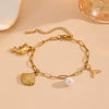 Women's Titanium Steel Sea Life Style Necklace And Bracelet With Plants Flowers Pattern