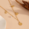 Women's Titanium Steel Sea Life Style Necklace And Bracelet With Plants Flowers Pattern