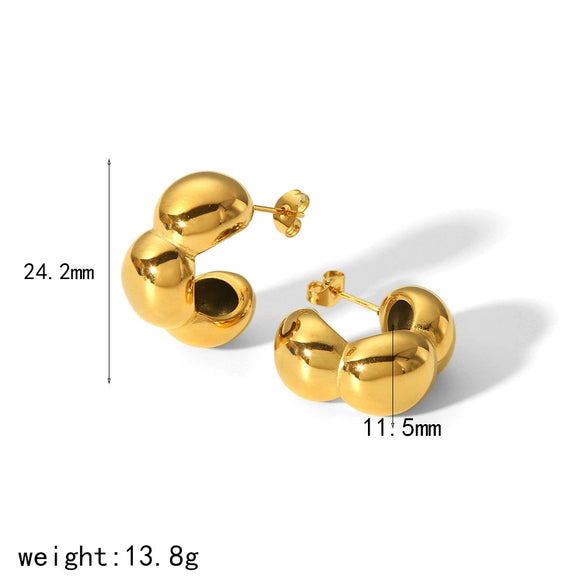 Women's Titanium Steel Semicircle Earrings With Geometric Style And Electroplating Process
