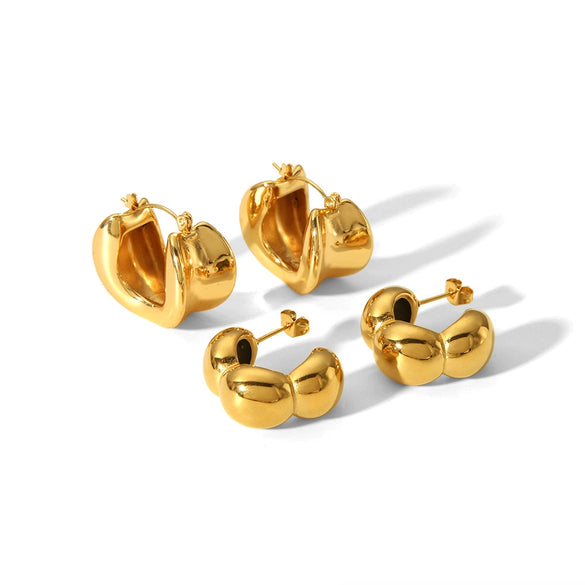 Women's Titanium Steel Semicircle Earrings With Geometric Style And Electroplating Process