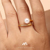 Women's 316L Stainless Steel Shell Bead Zircon Microinlaid Princess Style Geometric Opening Ring Jewelry With Electroplating