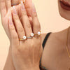 Women's 316L Stainless Steel Shell Bead Zircon Microinlaid Princess Style Geometric Opening Ring Jewelry With Electroplating