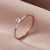 Women's Stainless Steel Six Claw Geometric Zircon Ring Rose Gold Electroplated Anti Fading Simulated Diamond Index Finger Ring
