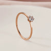 Women's Stainless Steel Six Claw Geometric Zircon Ring Rose Gold Electroplated Anti Fading Simulated Diamond Index Finger Ring