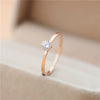 Women's Stainless Steel Six Claw Geometric Zircon Ring Rose Gold Electroplated Anti Fading Simulated Diamond Index Finger Ring