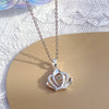 Women's Titanium Steel Smart Crown Pendant Necklace With Mixed Gemstone Inlay And Diamond Accents
