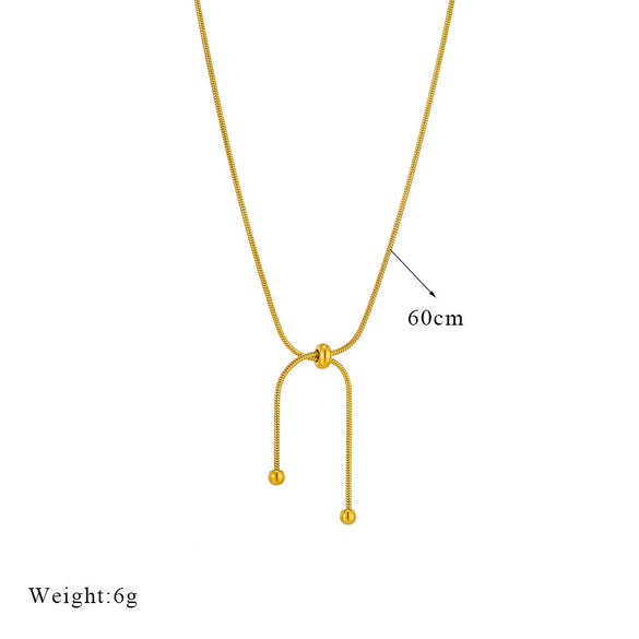Women's Titanium Steel Snake Bone Chain Pull Out Chain Bracelet And Necklace Set With Electroplating