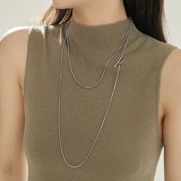 Women's Titanium Steel Snake Bone Ushaped Electroplated Stacked Clavicle Necklace