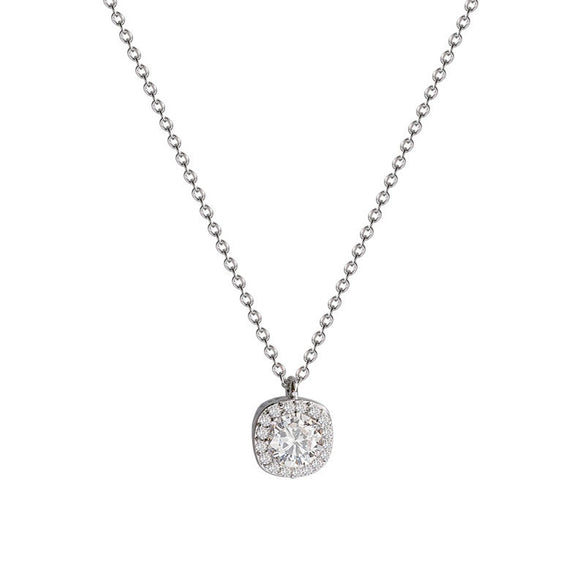 Women's Titanium Steel Square Microinlaid Zirconium Ochain Necklace With Geometric Design