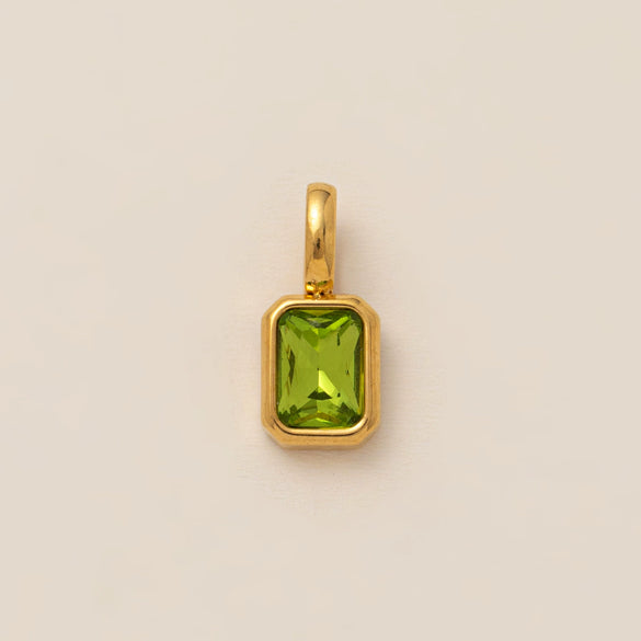 Women's Titanium Steel Square Pendant Necklace With Mixed Gem Inlay And Geometric Design