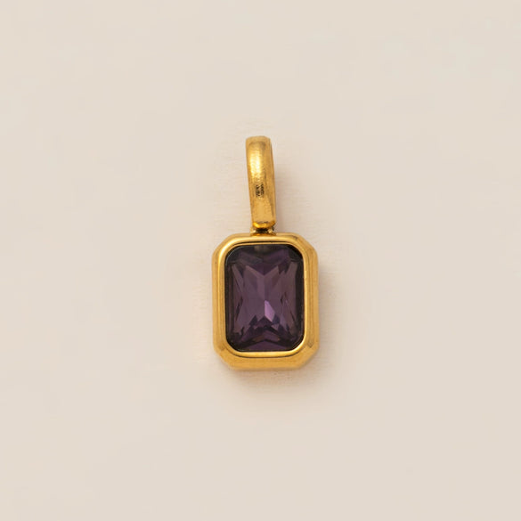 Women's Titanium Steel Square Pendant Necklace With Mixed Gem Inlay And Geometric Design