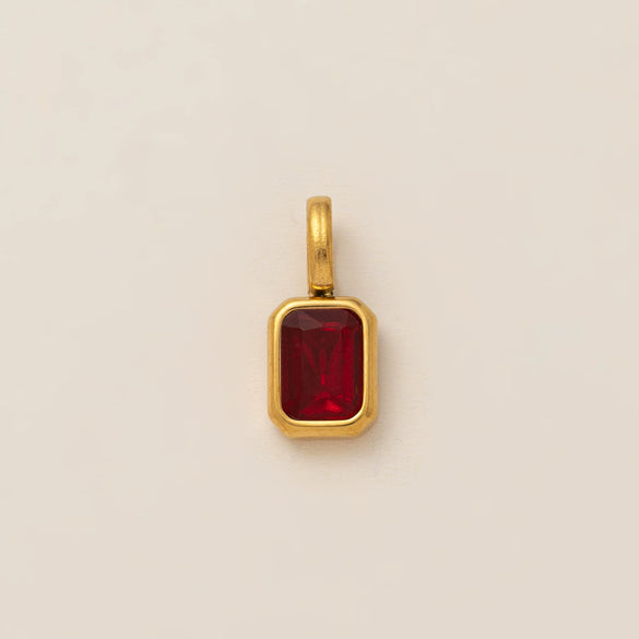 Women's Titanium Steel Square Pendant Necklace With Mixed Gem Inlay And Geometric Design