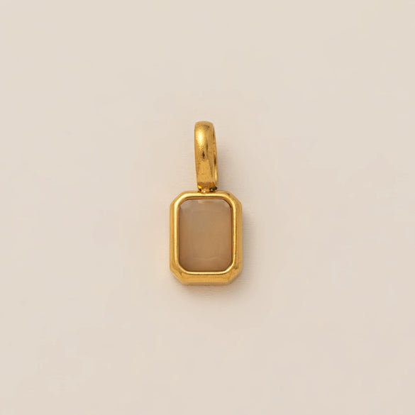 Women's Titanium Steel Square Pendant Necklace With Mixed Gem Inlay And Geometric Design